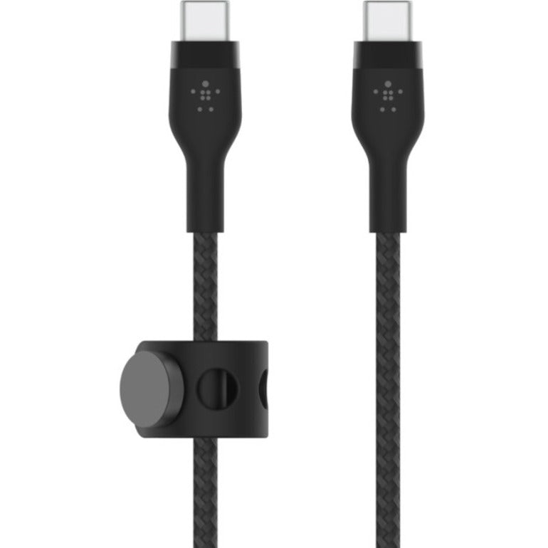 Alternate-Image1 Image for Belkin 60W USB-C to USB-C Cable - 480 Mbps - Silicone, Braided - M/M - 3m/9.9ft - Black
