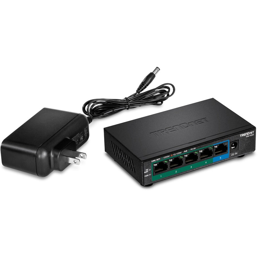 Alternate-Image4 Image for TRENDnet 5-Port Gigabit PoE+ Switch, 32W PoE Power Budget, 10Gbps Switching Capacity, IEEE 802.1p QoS, DSCP Pass-Through Support, Fanless, Wall Mountable, Lifetime Protection, Black, TPE-TG52