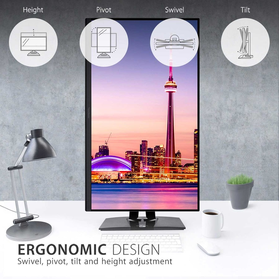 Alternate-Image3 Image for ViewSonic VP3256-4K 32 Inch Premium IPS 4K Ergonomic Monitor with Ultra-Thin Bezels, Color Accuracy, Pantone Validated, HDMI, DisplayPort and USB C for Professional Home and Office