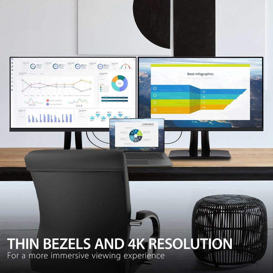 Alternate-Image8 Image for ViewSonic VP3256-4K 32 Inch Premium IPS 4K Ergonomic Monitor with Ultra-Thin Bezels, Color Accuracy, Pantone Validated, HDMI, DisplayPort and USB C for Professional Home and Office