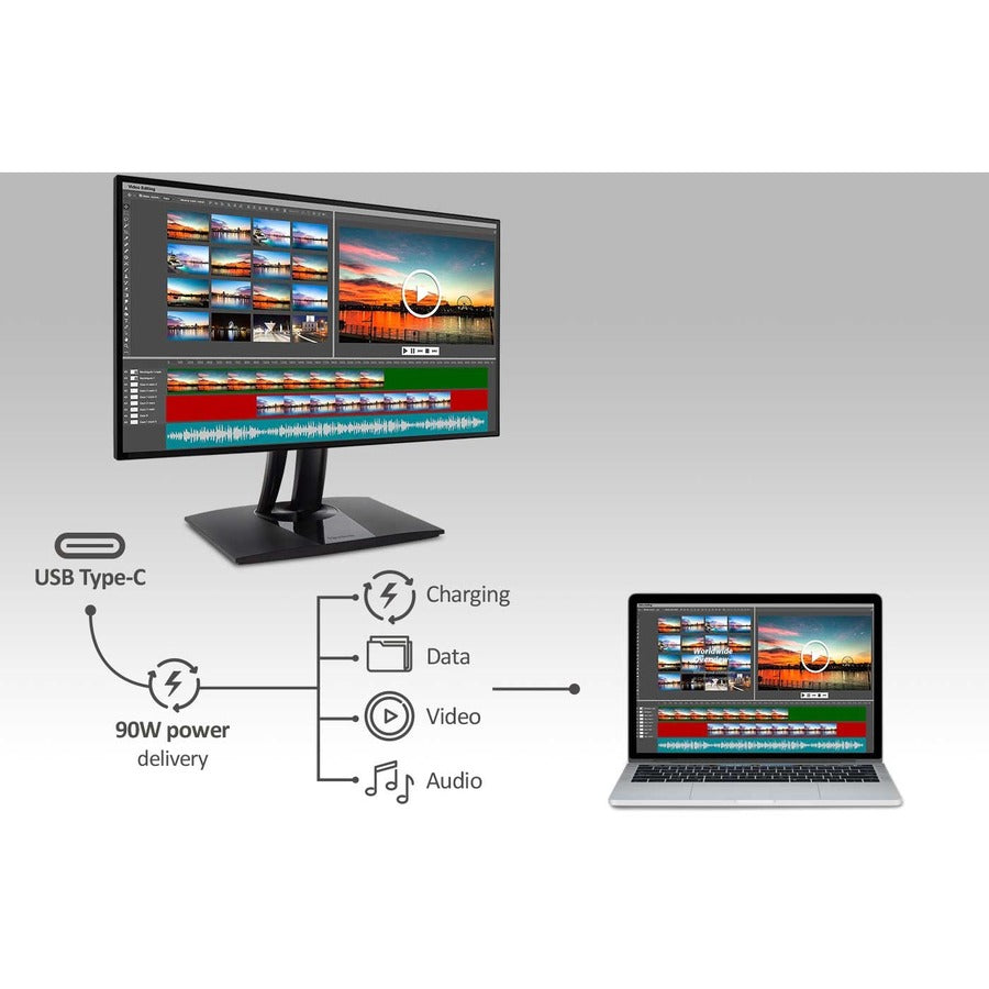 Alternate-Image7 Image for ViewSonic VP3256-4K 32 Inch Premium IPS 4K Ergonomic Monitor with Ultra-Thin Bezels, Color Accuracy, Pantone Validated, HDMI, DisplayPort and USB C for Professional Home and Office