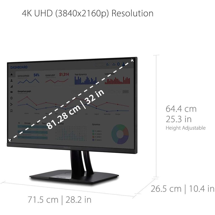 Alternate-Image9 Image for ViewSonic VP3256-4K 32 Inch Premium IPS 4K Ergonomic Monitor with Ultra-Thin Bezels, Color Accuracy, Pantone Validated, HDMI, DisplayPort and USB C for Professional Home and Office
