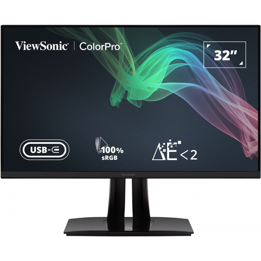 Front Image for ViewSonic VP3256-4K 32 Inch Premium IPS 4K Ergonomic Monitor with Ultra-Thin Bezels, Color Accuracy, Pantone Validated, HDMI, DisplayPort and USB C for Professional Home and Office