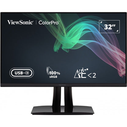 Front Image for ViewSonic VP3256-4K 32 Inch Premium IPS 4K Ergonomic Monitor with Ultra-Thin Bezels, Color Accuracy, Pantone Validated, HDMI, DisplayPort and USB C for Professional Home and Office