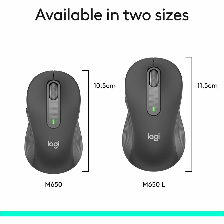Alternate-Image4 Image for Logitech Signature M650 L Full Size Wireless Mouse (Left-Handed) - For Large Sized Hands, 2-Year Battery, Silent Clicks, Customizable Side Buttons, Bluetooth, for PC/Mac/Multi-Device/Chromebook