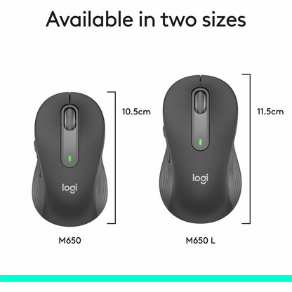 Alternate-Image4 Image for Logitech Signature M650 L Full Size Wireless Mouse (Left-Handed) - For Large Sized Hands, 2-Year Battery, Silent Clicks, Customizable Side Buttons, Bluetooth, for PC/Mac/Multi-Device/Chromebook