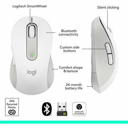 Alternate-Image4 Image for Logitech Signature M650 Wireless Mouse - For Small to Medium Sized Hands, 2-Year Battery, Silent Clicks, Off-white