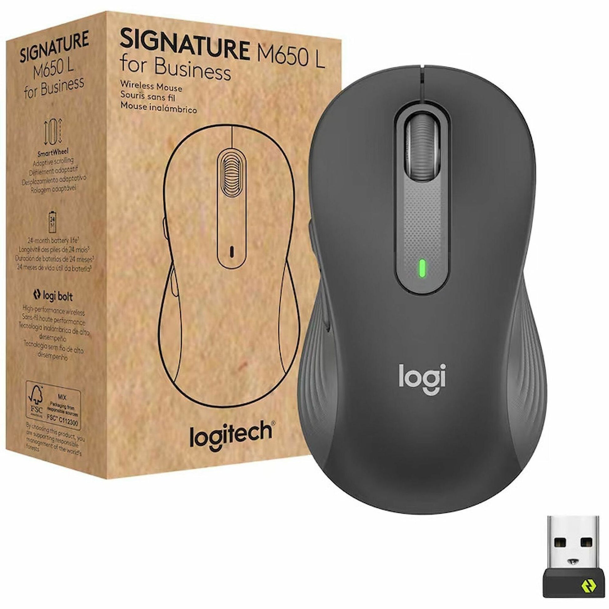 Main Image for Logitech Signature M650 for Business Wireless Mouse, For Small to Medium Sized Hands, Logi Bolt, Graphite