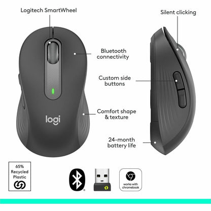 Alternate-Image6 Image for Logitech Signature M650 L Full Size Wireless Mouse - For Large Sized Hands, 2-Year Battery, Silent Clicks, Graphite
