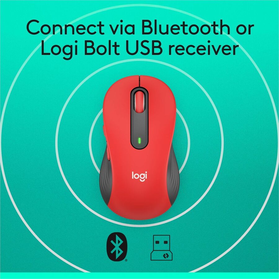 Alternate-Image4 Image for Logitech Signature M650 L Full Size Wireless Mouse - For Large Sized Hands, 2-Year Battery, Silent Clicks, Bluetooth, Red