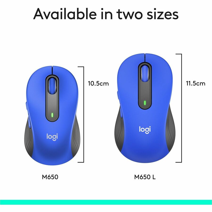 Alternate-Image6 Image for Logitech Signature M650 L Full Size Wireless Mouse - For Large Sized Hands, 2-Year Battery, Silent Clicks, Blue