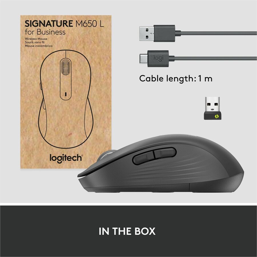 Alternate-Image8 Image for Logitech Signature M650 L for Business Wireless Mouse, For Large Sized Hands, Logi Bolt, Bluetooth, Graphite