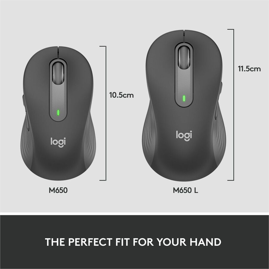 Alternate-Image6 Image for Logitech Signature M650 L for Business Wireless Mouse, For Large Sized Hands, Logi Bolt, Bluetooth, Graphite