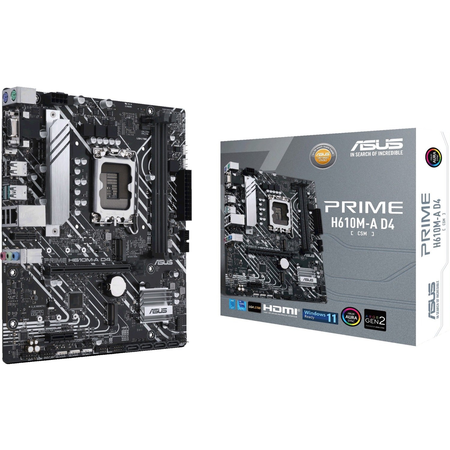 Main Image for Asus Prime H610M-A D4-CSM Desktop Motherboard - Intel H610 Chipset - Socket LGA-1700 - Micro ATX