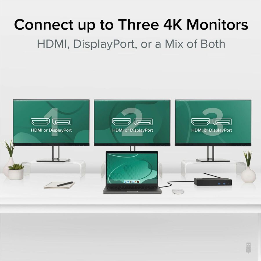 Alternate-Image2 Image for Plugable 12-in-1 USB C Triple Monitor Docking Station, Triple 4K Displays with 3X HDMI or 3X DisplayPort