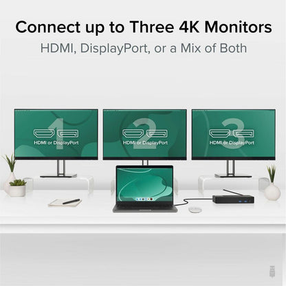 Alternate-Image2 Image for Plugable 12-in-1 USB C Triple Monitor Docking Station, Triple 4K Displays with 3X HDMI or 3X DisplayPort