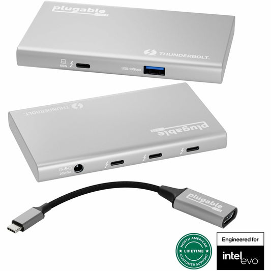 Main Image for Plugable USB4 Hub, 5-in-1 Thunderbolt 4 Hub with 60W Charging, Single 8K or Dual 4K Display