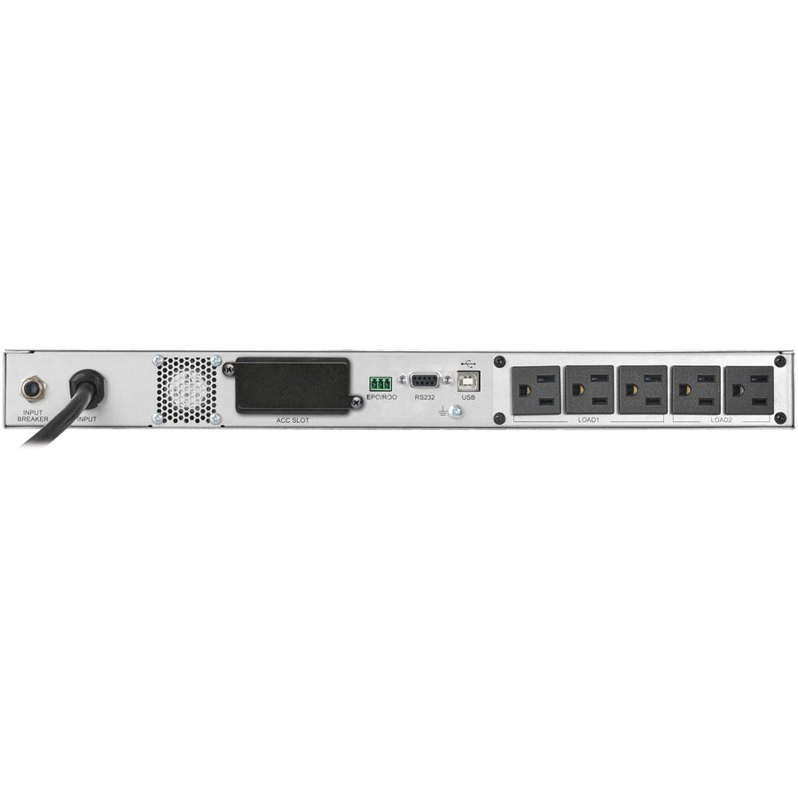 Rear Image for Eaton Tripp Lite Series SmartOnline 1500VA 1440W 120V Double-Conversion UPS - 5 Outlets, Network Card Option, LCD, USB, DB9, 1U Rack