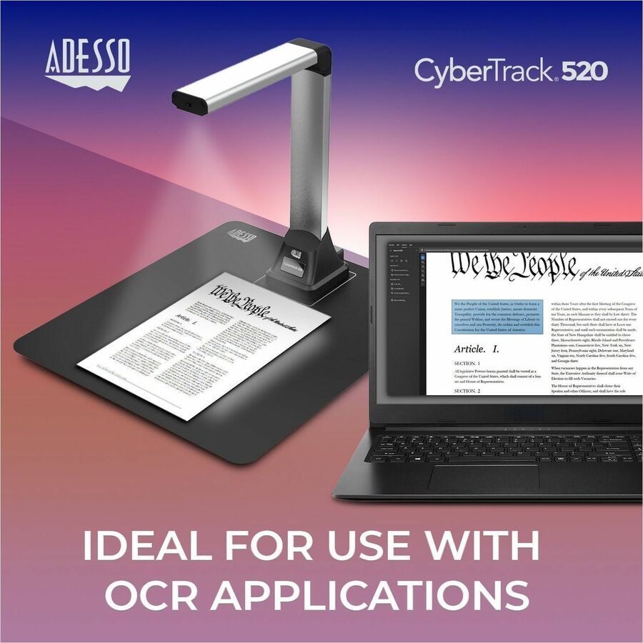 Alternate-Image3 Image for Adesso 5 Megapixel Fixed-Focus A4 Document Camera Scanner with OCR Text Recognition