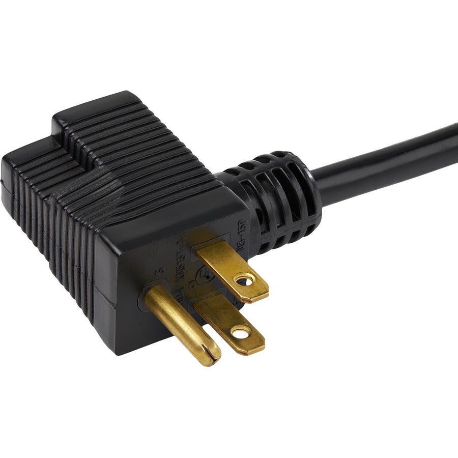 Alternate-Image1 Image for StarTech 3ft (1m) Piggyback Power Extension Cord, NEMA 5-15P to 2x NEMA 5-15R Cable, 16 AWG, 125V/15A, Outlet Saver Cord, UL Certified