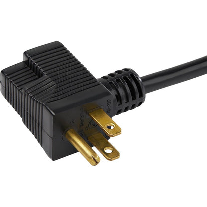 Alternate-Image1 Image for StarTech 3ft (1m) Piggyback Power Extension Cord, NEMA 5-15P to 2x NEMA 5-15R Cable, 16 AWG, 125V/15A, Outlet Saver Cord, UL Certified