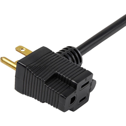 Alternate-Image2 Image for StarTech 3ft (1m) Piggyback Power Extension Cord, NEMA 5-15P to 2x NEMA 5-15R Cable, 16 AWG, 125V/15A, Outlet Saver Cord, UL Certified