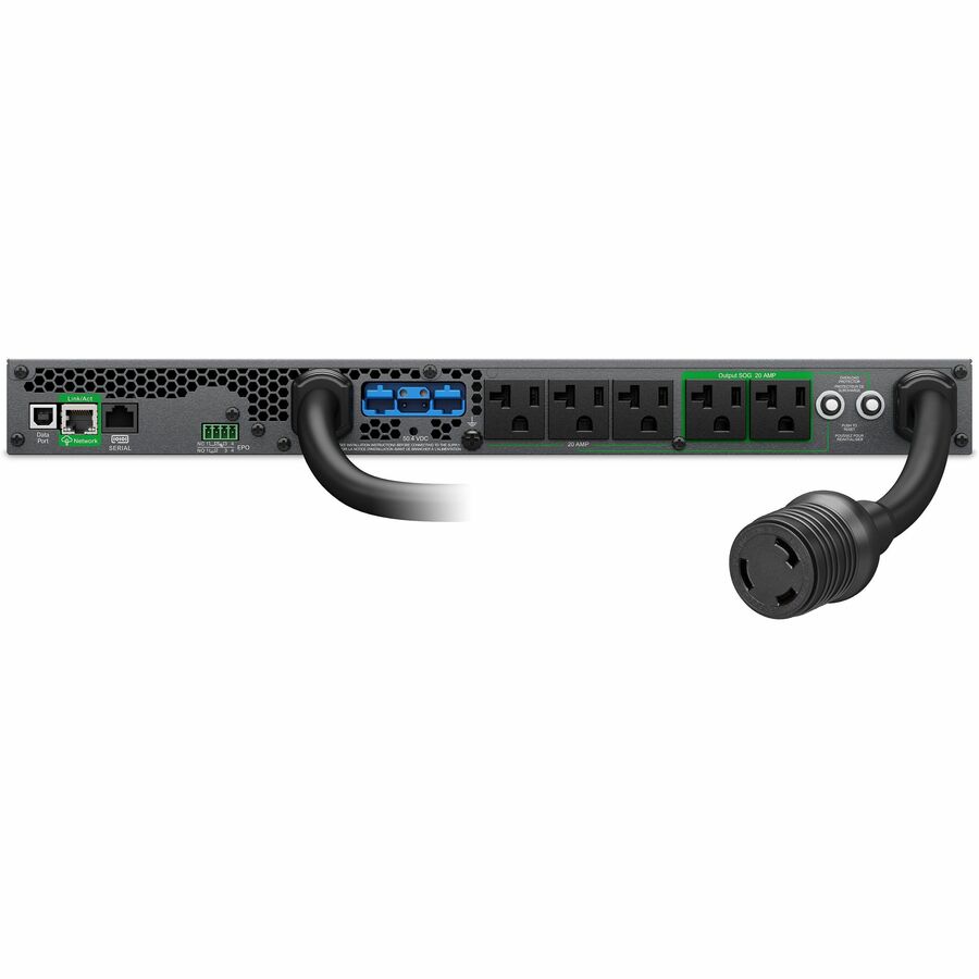 Rear Image for APC Smart-UPS Ultra On-Line, 2200VA, Lithium-ion, Rack/Tower 1U, 120V, 5x 5-20R, 1x L5-20R NEMA outlets, SmartConnect, Extended runtime, W/rail kit