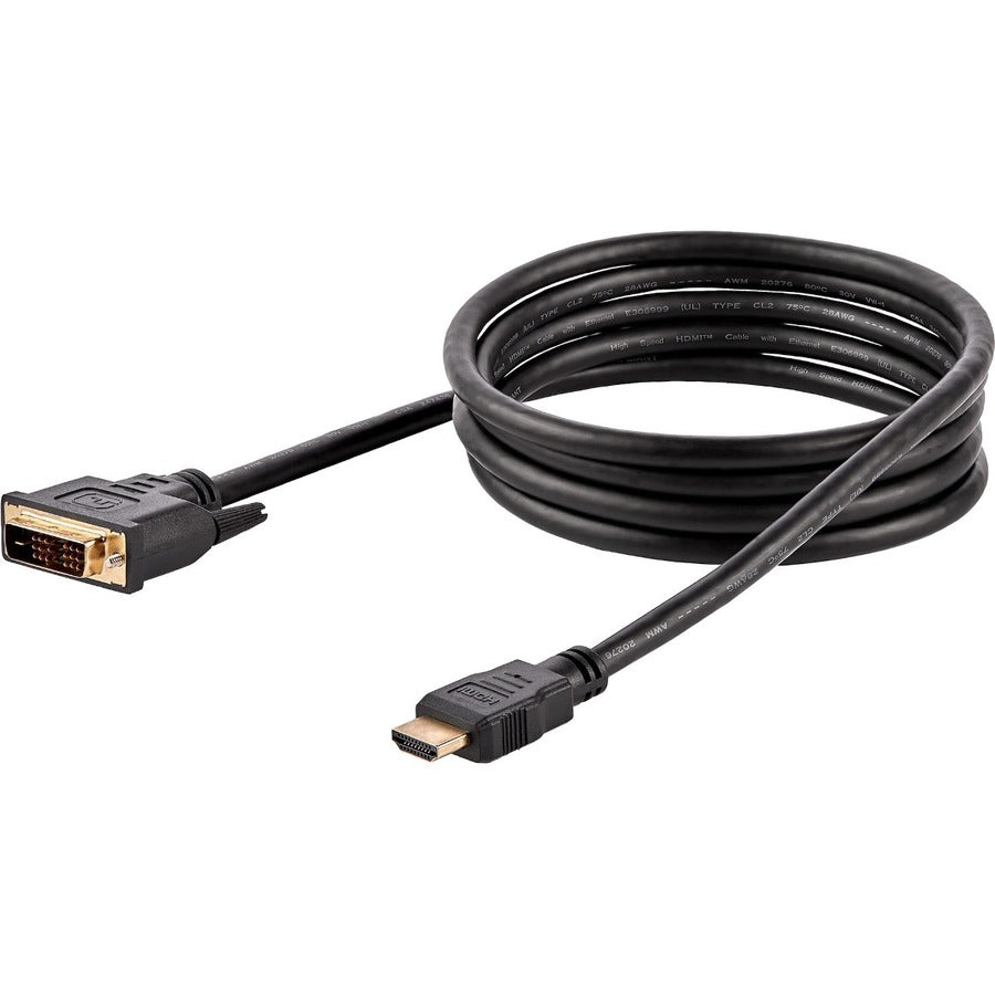 Alternate-Image1 Image for StarTech.com 6ft (1.8m) HDMI to DVI Cable, DVI-D to HDMI Display Cable (1920x1200p), 10 Pack, Black, HDMI to DVI-D Adapter Cord M/M
