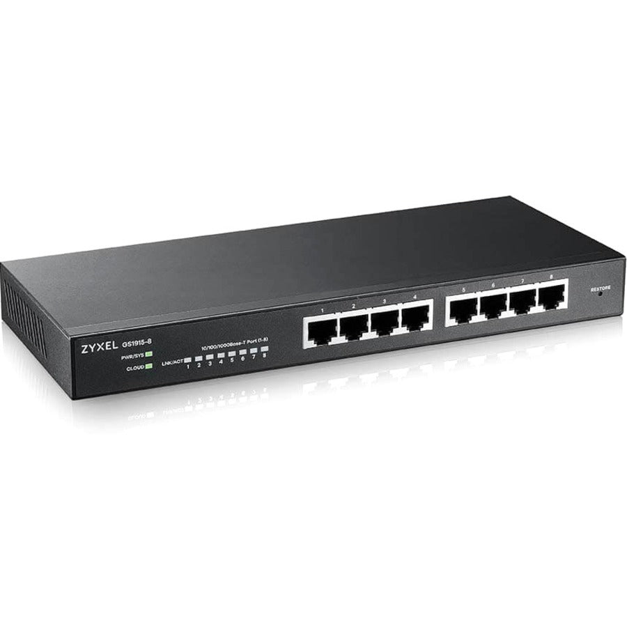 Alternate-Image1 Image for ZYXEL GS1915-8 8-Port Gigabit Smart Nebula Cloud Managed Switch (Compact Design) | Fanless