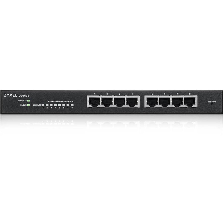 Main Image for ZYXEL GS1915-8 8-Port Gigabit Smart Nebula Cloud Managed Switch (Compact Design) | Fanless