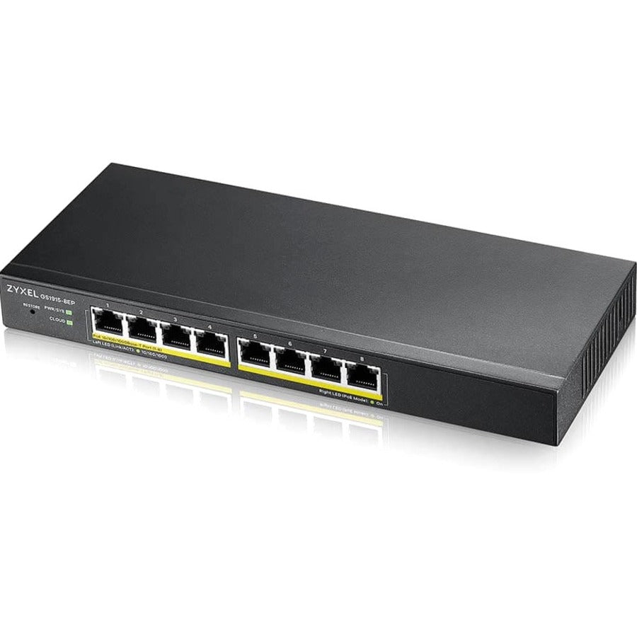 Alternate-Image2 Image for ZYXEL GS1915-8EP 8-Port Gigabit Smart Nebula Cloud Managed PoE Switch | 8 PoE+ Ports at 60W