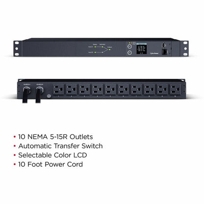 Alternate-Image1 Image for CyberPower PDU24001 Single Phase 100 - 120 VAC 15A Metered ATS PDU