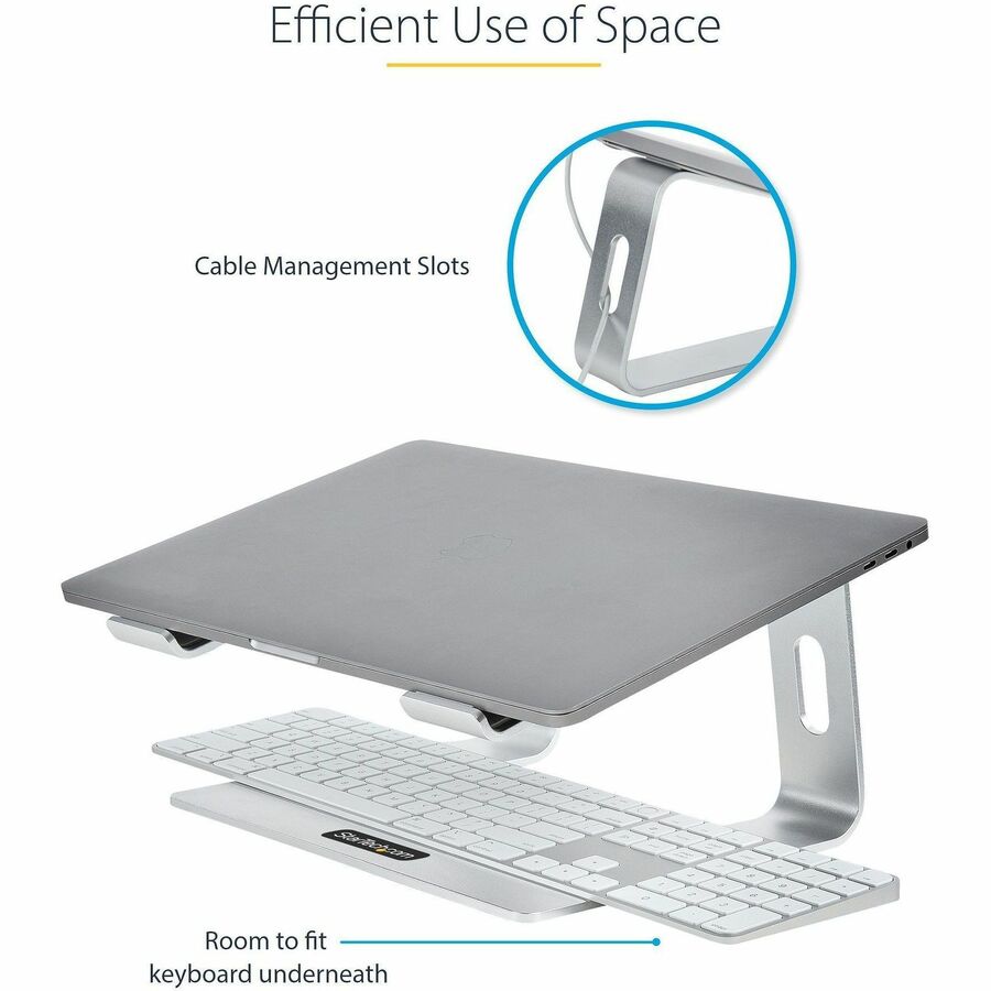 Alternate-Image2 Image for StarTech.com Laptop Stand for Desk, Supports 5kg / 11lb, Aluminum, Silver, Ergonomic Laptop Riser, Portable Laptop Holder for Desk