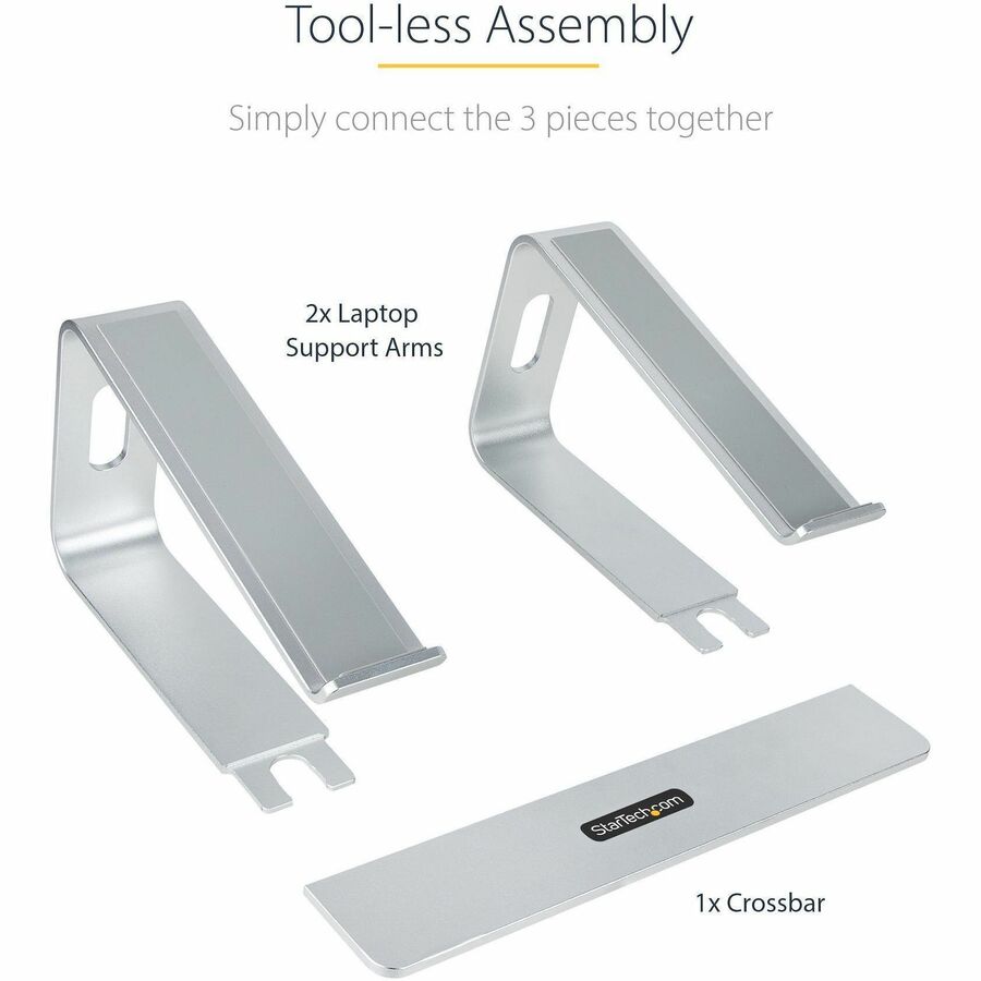 Alternate-Image5 Image for StarTech.com Laptop Stand for Desk, Supports 5kg / 11lb, Aluminum, Silver, Ergonomic Laptop Riser, Portable Laptop Holder for Desk