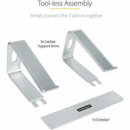 Alternate-Image5 Image for StarTech.com Laptop Stand for Desk, Supports 5kg / 11lb, Aluminum, Silver, Ergonomic Laptop Riser, Portable Laptop Holder for Desk