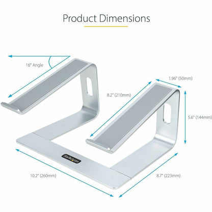 Alternate-Image4 Image for StarTech.com Laptop Stand for Desk, Supports 5kg / 11lb, Aluminum, Silver, Ergonomic Laptop Riser, Portable Laptop Holder for Desk