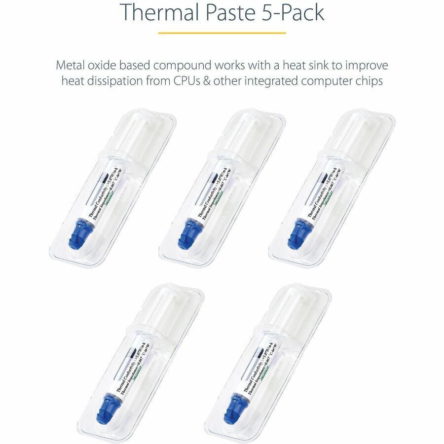 Alternate-Image1 Image for StarTech.com Thermal Paste, Pack of 5 Syringes (1.5g/ea), Metal Oxide Heat Sink Compound, CPU Paste