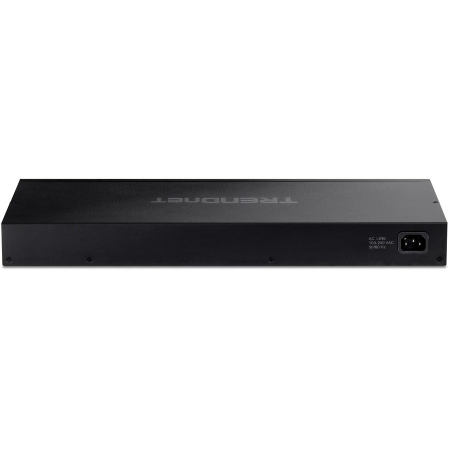 Alternate-Image2 Image for TRENDnet 26-Port Gigabit PoE+ Switch, 24 x 30W PoE+ Ports, 2 Gigabit SFP Slots, 380W PoE Budget, 52Gbps Switching Capacity, 1U 19" Rack Mountable, Lifetime Protection, Black, TPE-TG262