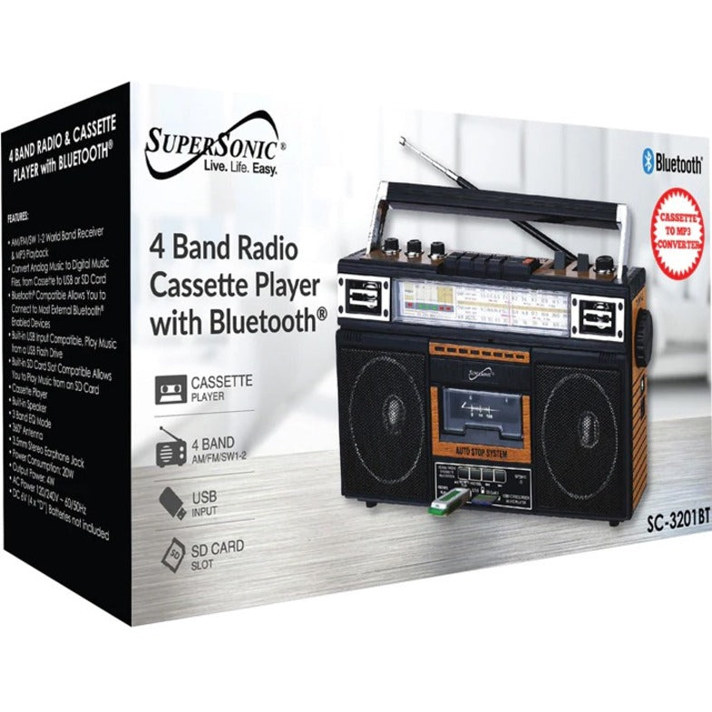 Alternate-Image1 Image for Supersonic 4 Band Radio & Cassette Player + Cassette To Mp3 Converter & Bluetooth
