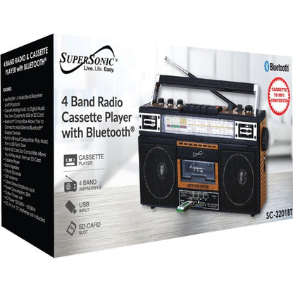 Alternate-Image1 Image for Supersonic 4 Band Radio & Cassette Player + Cassette To Mp3 Converter & Bluetooth