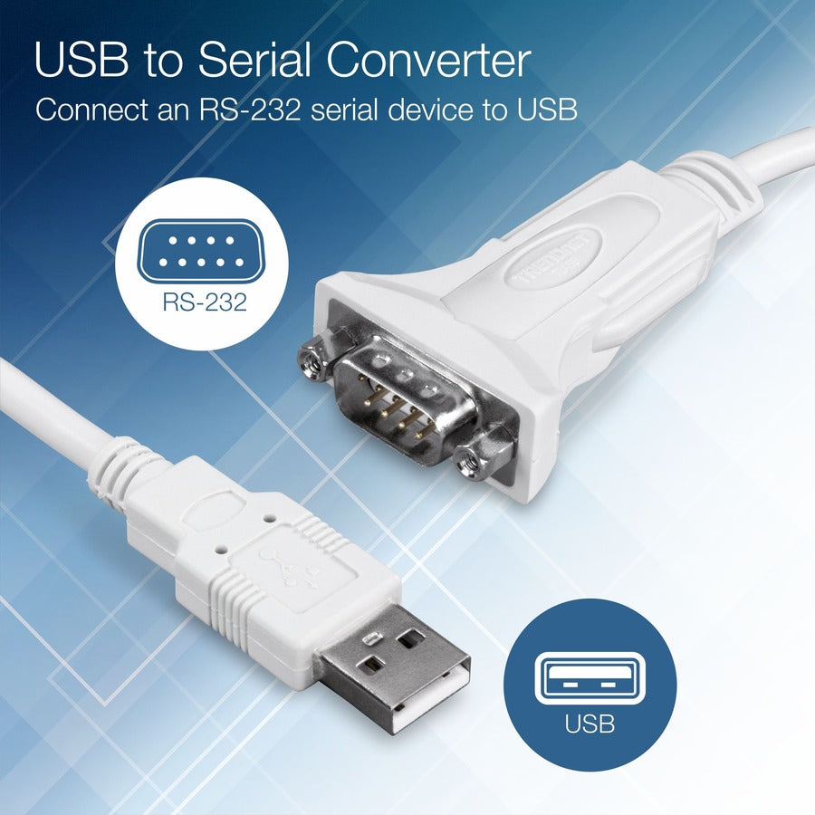 Alternate-Image9 Image for TRENDnet USB to Serial 9-Pin Converter Cable, TU-S9, USB to RS232 Serial Adapter, Supports Windows & Mac, USB 1.1, USB 2.0, USB 3.0, 64cm (25 in.) Cable Length, Plug & Play, White