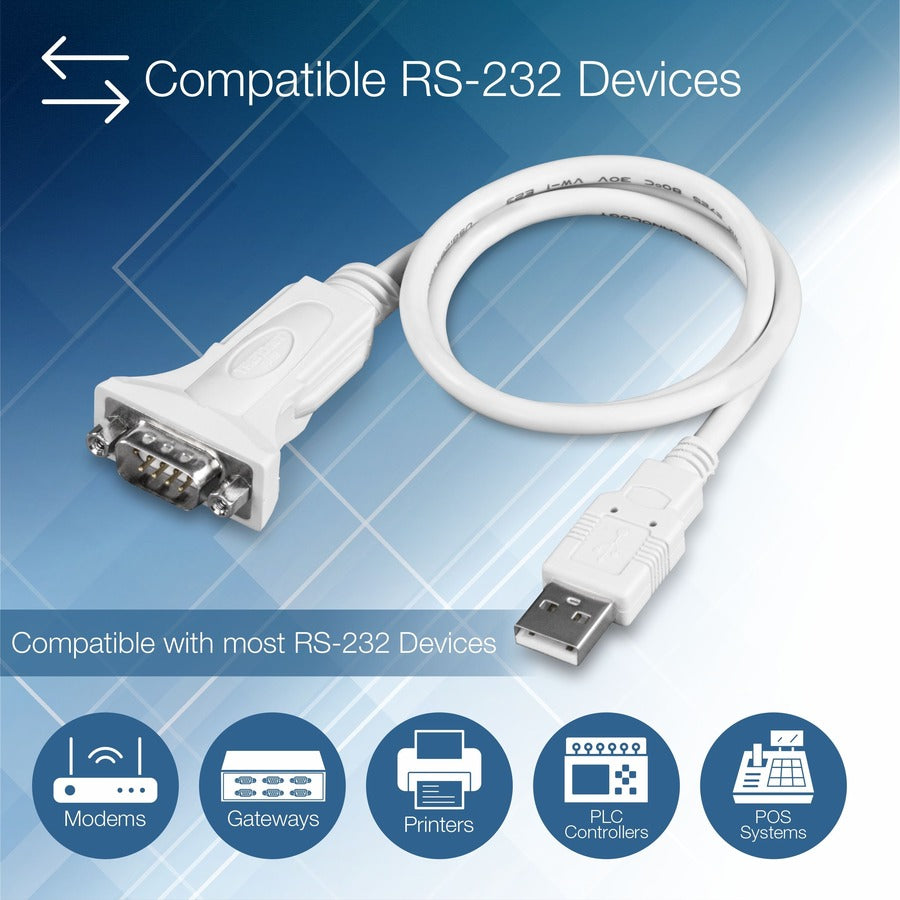 Alternate-Image8 Image for TRENDnet USB to Serial 9-Pin Converter Cable, TU-S9, USB to RS232 Serial Adapter, Supports Windows & Mac, USB 1.1, USB 2.0, USB 3.0, 64cm (25 in.) Cable Length, Plug & Play, White