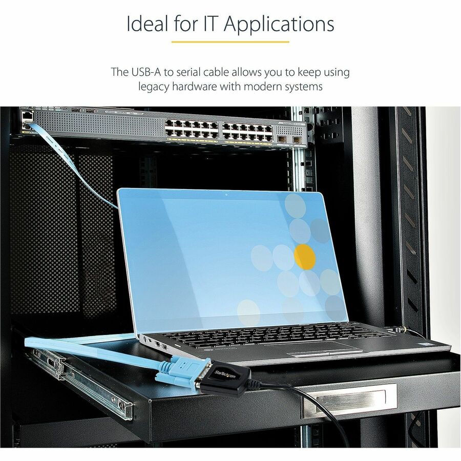 Alternate-Image3 Image for StarTech.com 3ft (1m) USB to Serial Cable with COM Port Retention, DB9 Male RS232 to USB Converter, USB to Serial Adapter, Prolific IC