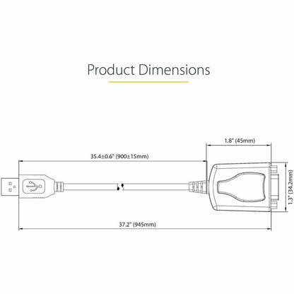 Alternate-Image5 Image for StarTech.com 3ft (1m) USB to Serial Cable with COM Port Retention, DB9 Male RS232 to USB Converter, USB to Serial Adapter, Prolific IC
