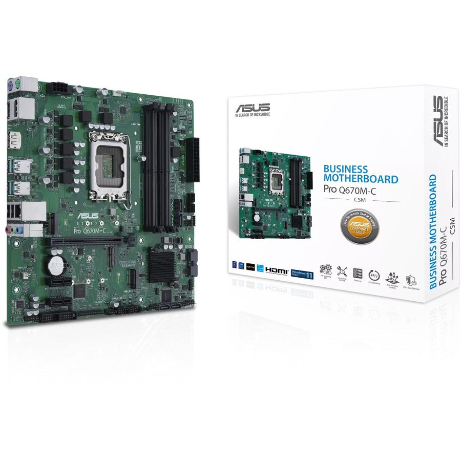 Alternate-Image1 Image for Asus PRO Q670M-C-CSM Desktop Motherboard - Intel Q670 Chipset - Socket LGA-1700 - Intel Optane Memory Ready - Micro ATX