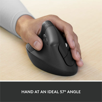 Alternate-Image3 Image for Logitech Lift for Business Left, Vertical Ergonomic Mouse - Left-handed, Wireless, Bluetooth or Secured Logi Bolt USB, Quiet clicks, Graphite