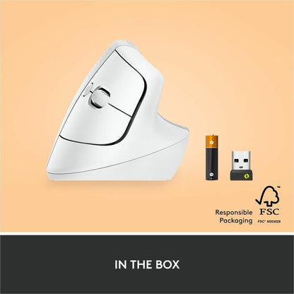 Alternate-Image7 Image for Logitech Lift Vertical Ergonomic Mouse, Wireless, Bluetooth or Logi Bolt USB receiver, Quiet clicks, 4 buttons, Off-white