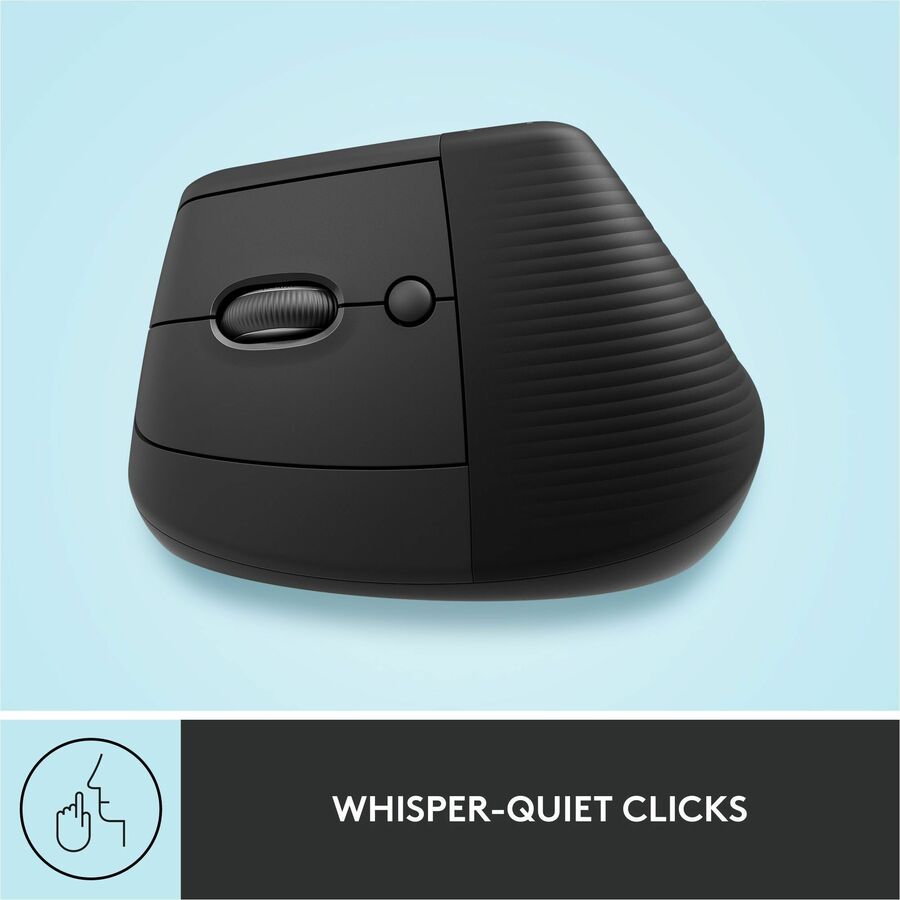 Alternate-Image6 Image for Logitech Lift Left Vertical Ergonomic Mouse, Left-handed, Wireless, Bluetooth or Logi Bolt USB, Quiet clicks, Graphite