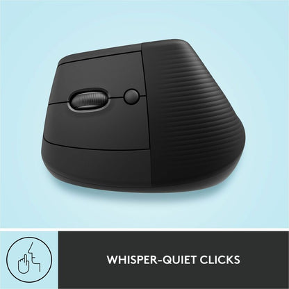 Alternate-Image6 Image for Logitech Lift Left Vertical Ergonomic Mouse, Left-handed, Wireless, Bluetooth or Logi Bolt USB, Quiet clicks, Graphite