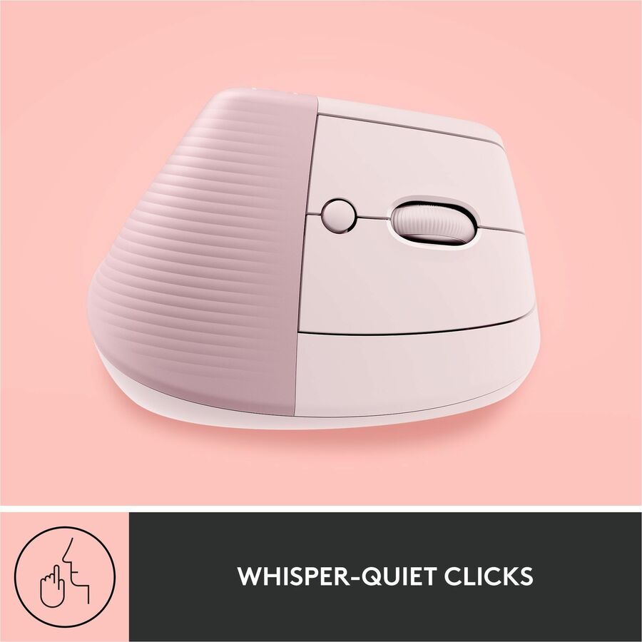 Alternate-Image6 Image for Logitech Lift Vertical Ergonomic Mouse, Wireless, Bluetooth or Logi Bolt USB receiver, Quiet clicks, 4 buttons, Rose